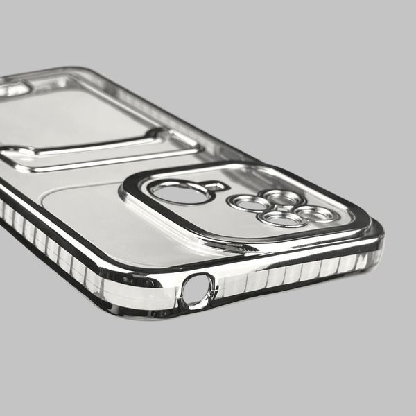 Чехол для Xiaomi POCO C40 с серебряной окантовкой с карманом для карт на сяоми поко с40 серебряный 0013219 фото