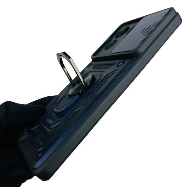 Чохол для Motorola Edge 40 PAY40042RS броньований з кільцем зі шторкою на камеру на моторола едж 40 темно-синій 0001648 фото