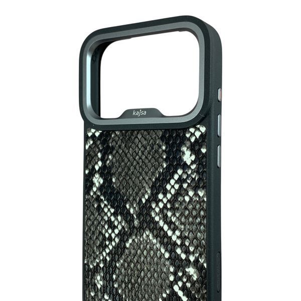 Чехол Kajsa Glamorous Snake для iPhone 17 Pro черный (MagSafe, металлическое кольцо камеры, премиум) 0062036 фото