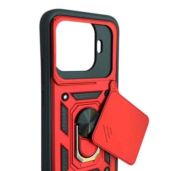Чехол со шторкой камеры для Xiaomi 17T красный (противоударный, кольцо в авто) 0059834 фото