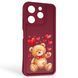 Чехол силиконовый Soft Touch с 3D принтом милый мишка для TECNO Spark 10 Pro (KI7) бордовый (Полная защита камеры) 0044827 фото 1
