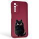 Чехол силиконовый Soft Touch с 3D принтом злой котик для Realme 6s бордовый (Полная защита камеры) 0047115 фото 1
