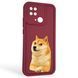 Чехол силиконовый оригинальный Soft Touch с 3D принтом мема сибу для Xiaomi Poco C40 бордовый (Полная защита камеры) 0047728 фото 1