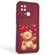 Чохол силіконовий оригінальний Soft Touch з 3D принтом милий ведмедик для Xiaomi Poco C40 бордовий (Повний захист камери) 0043629 фото 1