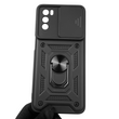 Чехол для Motorola G42 бронированный с кольцом со шторкой на моторола г42 чёрный rg1 0015653 фото