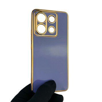Чехол для Xiaomi Redmi Note 13 Pro 5G с защитой камеры с золотой окантовкой на редми нот 13 про синий gs1 0020018 фото