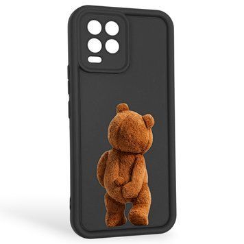 Чехол силиконовый оригинальный Soft Touch с 3D принтом смешного теда мишки для Realme 8 Pro черный (Полная защита камеры) 0048513 фото