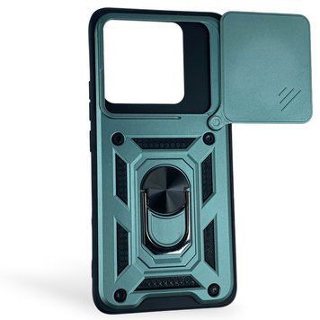 Чехол противоударный для Xiaomi 14T с магнитной пластиной со шторкой на камере зеленый 0050784 фото