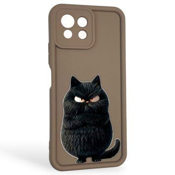 Чехол силиконовый оригинальный Soft Touch с 3D принтом злой котик для Xiaomi Mi 11 Lite коричневый (Полная защита камеры) 0046593 фото