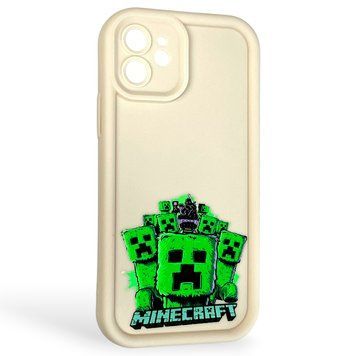 Чохол силіконовий Soft Touch з 3D принтом Майнкрафт для Apple iPhone 12 молочний (Повний захист камери) 0040974 фото