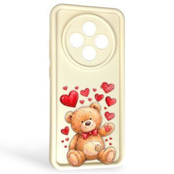 Чехол силиконовый Soft Touch с 3D принтом милый мишка для Oppo Reno 12FS 5G молочный (Полная защита камеры) 0045068 фото