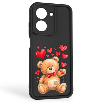 Чехол силиконовый оригинальный Soft Touch с 3D принтом милый мишка для Xiaomi Redmi A5 EU черный (Полная защита камеры) 0043761 фото