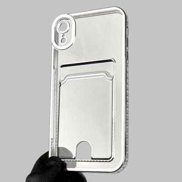 Чехол для Apple iPhone XR с серебряной окантовкой с карманом для карт на айфон ХР серебряный 0013047 фото