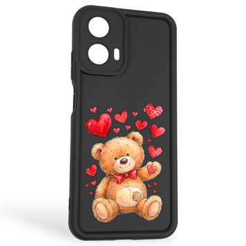 Чохол силіконовий оригінальний Soft Touch з 3D принтом милий ведмедик для Motorola Moto G04s чорний (Повний захист камери) 0043230 фото