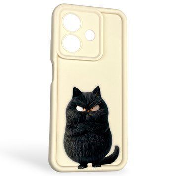Чехол силиконовый оригинальный Soft Touch с 3D принтом злой котик для Oppo A40m молочный (Полная защита камеры) 0046241 фото