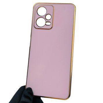 Чехол для Xiaomi Poco X5 5G глянцевый с золотой окантовкой с защитой камеры на сяоми поко х5 5г сиреневый 0000075 фото