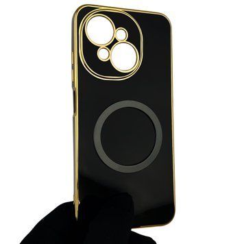 Чохол для Tecno Spark Go 1 (KL4) з кільцем MagSafe із золотою окантовкою на техно спарк го 1 чорний gs1 0021603 фото