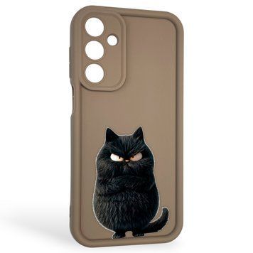 Чехол силиконовый оригинальный Soft Touch с 3D принтом злой котик для Samsung Galaxy A16 (SM-A165) коричневый (Полная защита камеры) 0046392 фото