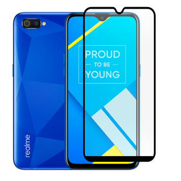 Захисне скло для телефона Realme C2 протиударне повноекранне на реалмі с2 чорне 0038270 фото