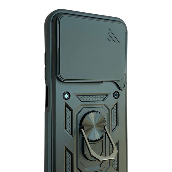 Чохол із шторкою камери для ZTE Blade V80 Pro чорний (протиударний, кільце в авто) 0062482 фото