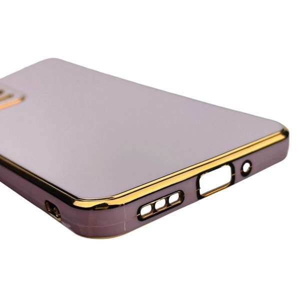 Чехол для Xiaomi Poco X5 5G глянцевый с золотой окантовкой с защитой камеры на сяоми поко х5 5г сиреневый 0000075 фото