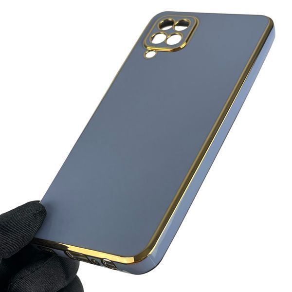 Чохол для Samsung Galaxy A12 SM-A127F із золотою окантовкою із захистом камери на самсунг а12 синій 0008301 фото