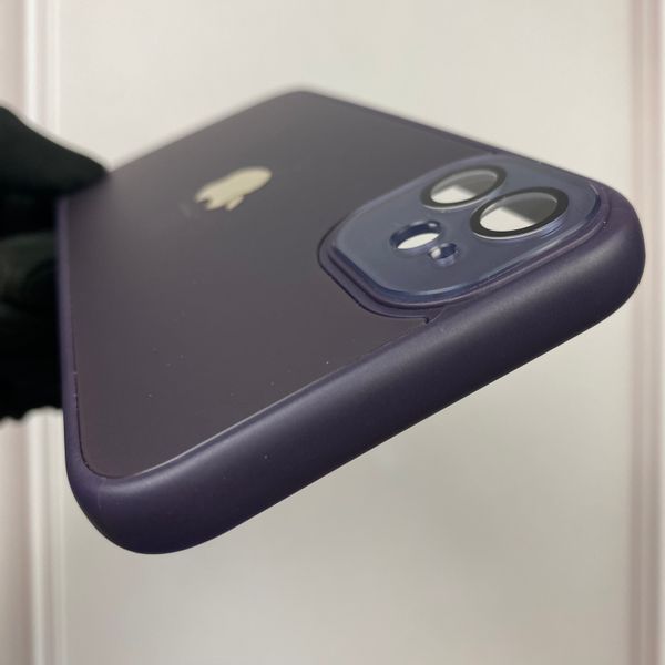 Чохол для Apple iPhone 11 термополіуретановий із загартованим склом із мікрофіброю із захистом камери на айфон 11 фіолетовий 0000248 фото