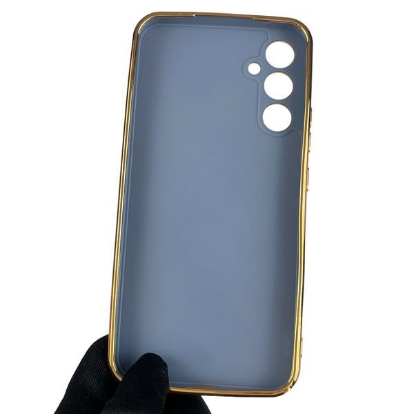 Чохол для Samsung Galaxy A34 5G SM-A346E глянсовий із золотою окантовкою із захистом камери на самсунг а34 синій 0000025 фото