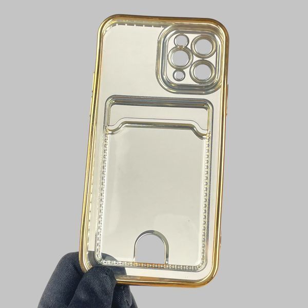 Чохол для Apple iPhone 11 Pro із золотою окантовкою з кишенькою для карток на айфон 11 про золотий 0012987 фото
