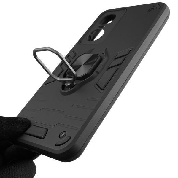 Чехол для телефона Tecno Pop 6 Pro (BE8) бронированный с кольцом-держателем на техно поп 6 про чёрный 0025748 фото