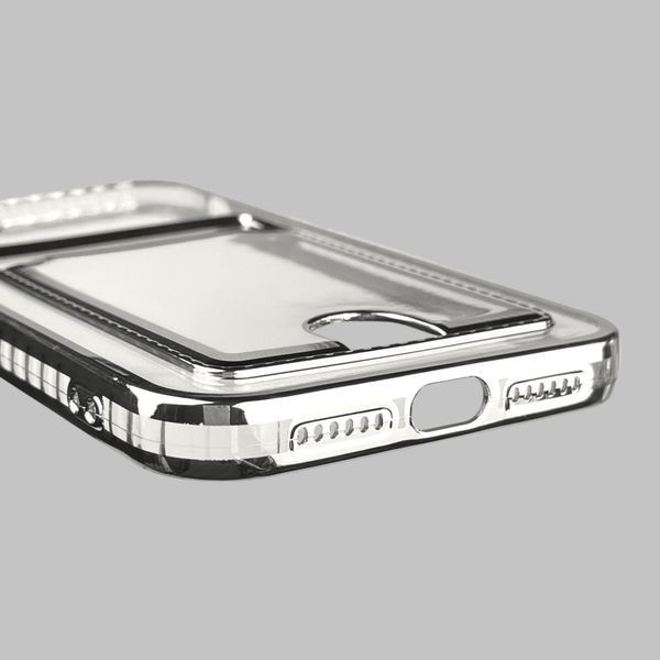 Чохол для Apple iPhone XR зі срібною окантовкою з кишенькою для карток на айфон ХР срібний 0013047 фото