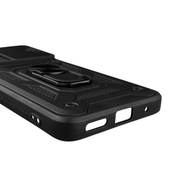 Чехол для Motorola G42 бронированный с кольцом со шторкой на моторола г42 чёрный rg1 0015653 фото