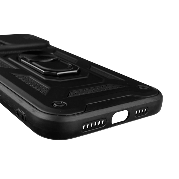 Чехол для Apple iPhone 13 Pro Max бронированный с кольцом со шторкой на айфон 13 про макс чёрный rg1 0015583 фото