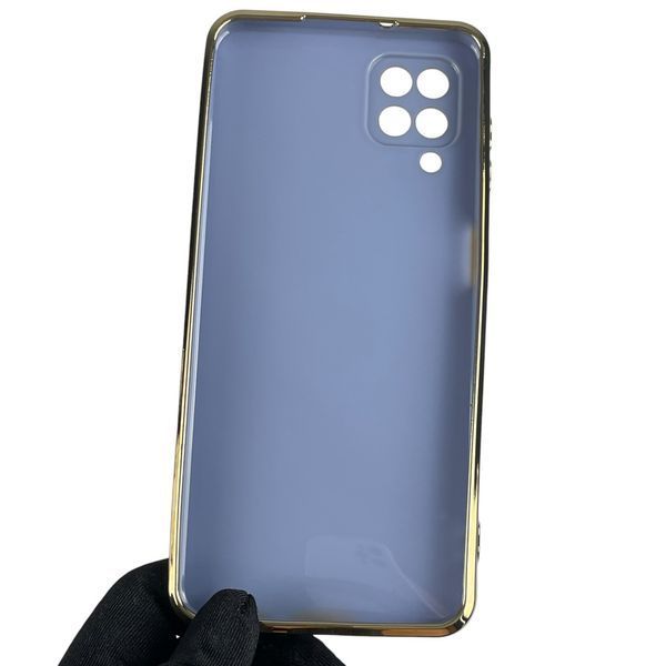 Чохол для Samsung Galaxy A12 SM-A127F із золотою окантовкою із захистом камери на самсунг а12 синій 0008301 фото