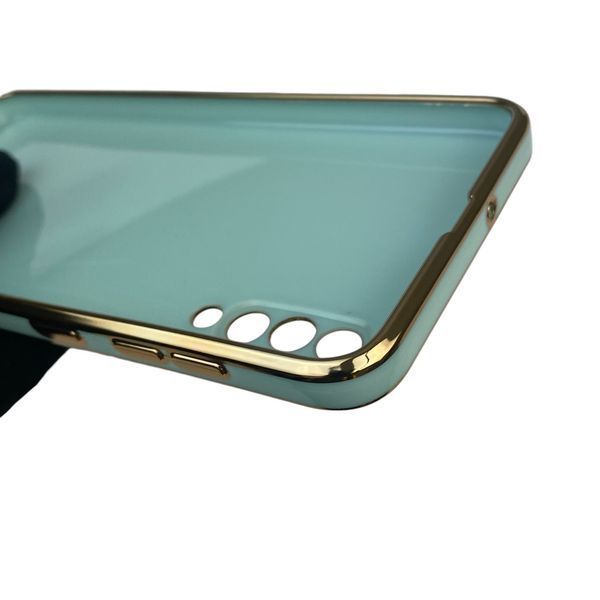 Чехол для Samsung Galaxy A50s SM-A507F с кольцом MagSafe с золотой окантовкой на самсунг а50с бирюзовый gs1 0022840 фото