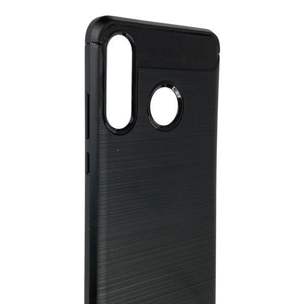 Чехол для телефона Huawei P30 Lite карбоновый противоударный с высокими бортами черный 0051789 фото