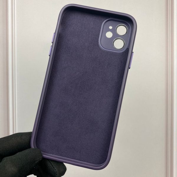 Чохол для Apple iPhone 11 термополіуретановий із загартованим склом із мікрофіброю із захистом камери на айфон 11 фіолетовий 0000248 фото