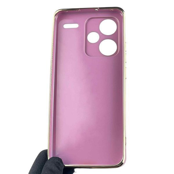 Чохол для Xiaomi Redmi Note 13 Pro Plus жіночий із золотою окантовкою із захистом камери на сяомі редмі нот 13 про плюс чорничний 0012227 фото