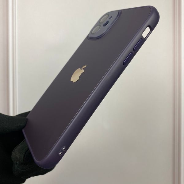 Чохол для Apple iPhone 11 термополіуретановий із загартованим склом із мікрофіброю із захистом камери на айфон 11 фіолетовий 0000248 фото