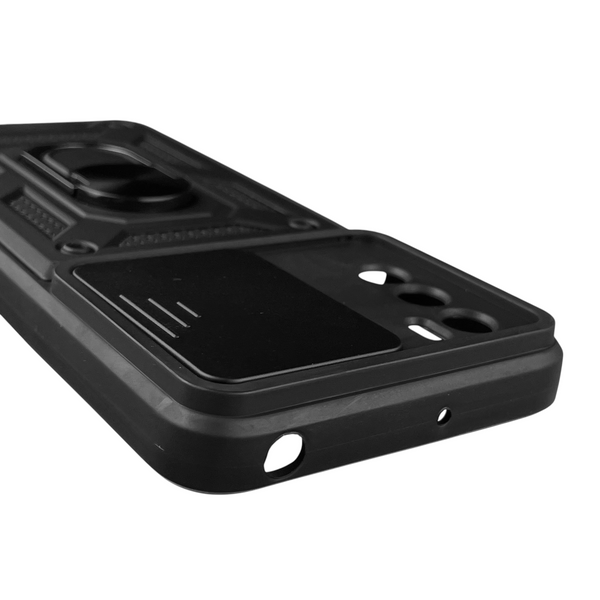 Чехол для Motorola G42 бронированный с кольцом со шторкой на моторола г42 чёрный rg1 0015653 фото