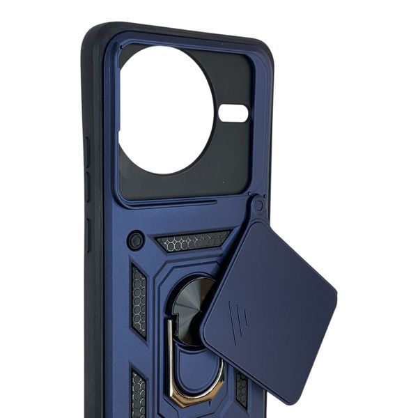 Чехол противоударный для Xiaomi Poco F7 Pro с магнитной пластиной со шторкой на камере синий 0050820 фото