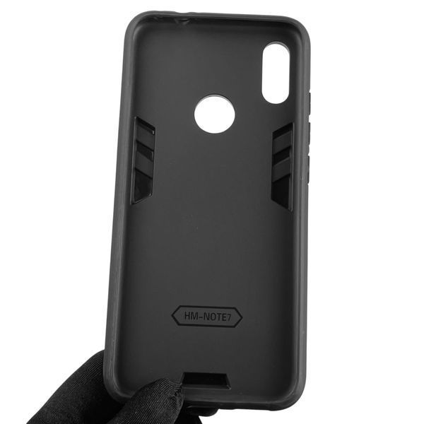 Чохол для телефона Xiaomi Redmi Note 7 броньований з магнітним кільцем-тримачем на сяомі редмі нот 7 чорний 0025824 фото