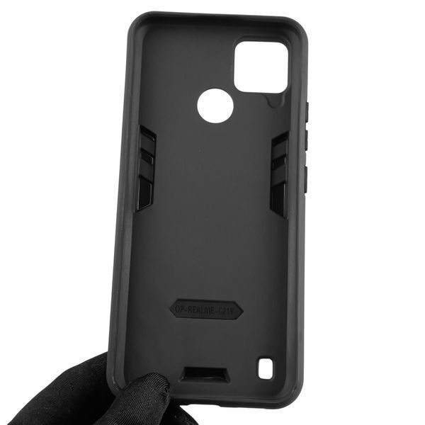 Чохол для телефона Realme C25Y броньований з магнітним кільцем-тримачем на реалмі с25у чорний 0025685 фото
