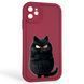 Чохол силіконовий оригінальний Soft Touch з 3D принтом злого кота для Apple iPhone 11 бордовий (Повний захист камери) 0046190 фото 1