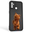 Чехол силиконовый оригинальный Soft Touch с 3D принтом смешного теда мишки для Oppo A32 черный (Полная защита камеры)