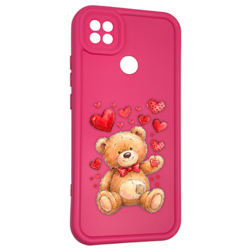 Чохол силіконовий оригінальний Soft Touch з 3D принтом милий ведмедик для Xiaomi Redmi 10A малиновий (Повний захист камери) 0043726 фото