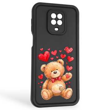 Чохол силіконовий оригінальний Soft Touch з 3D принтом милий ведмедик для Xiaomi Redmi Note 9 Pro чорний (Повний захист камери) 0043914 фото