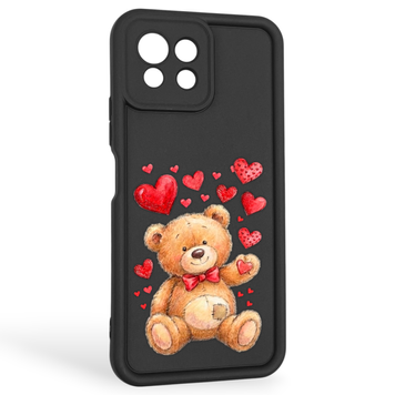 Чехол силиконовый оригинальный Soft Touch с 3D принтом милый мишка для Xiaomi Mi 11 Lite черный (Полная защита камеры) 0043601 фото