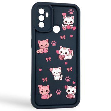 Чехол силиконовый Soft Touch с 3D принтом милые котики с лапками для OPPO A53 (4G) черный (Полная защита камеры) 0059573 фото