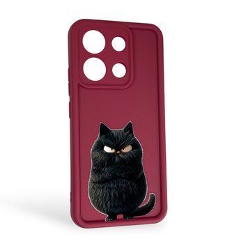 Чохол силіконовий Soft Touch з 3D принтом злого кота для Xiaomi Redmi Note 13 4G бордовий (Повний захист камери) 0047062 фото